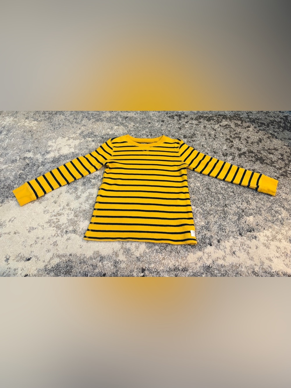 Yellow & Black Striped Kids Long Sleeve Top